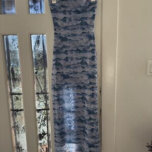 Ghanda Blue and Gray maxi mesh dress